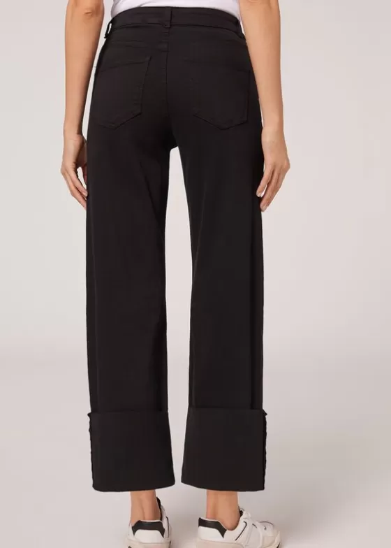 Outlet Culotte Jeans With Removable Turn-Ups Jeans