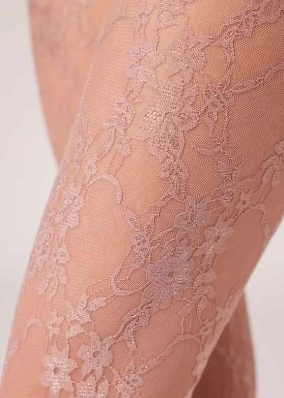 Discount Floral Lace Fabric Tights Patterned Tights