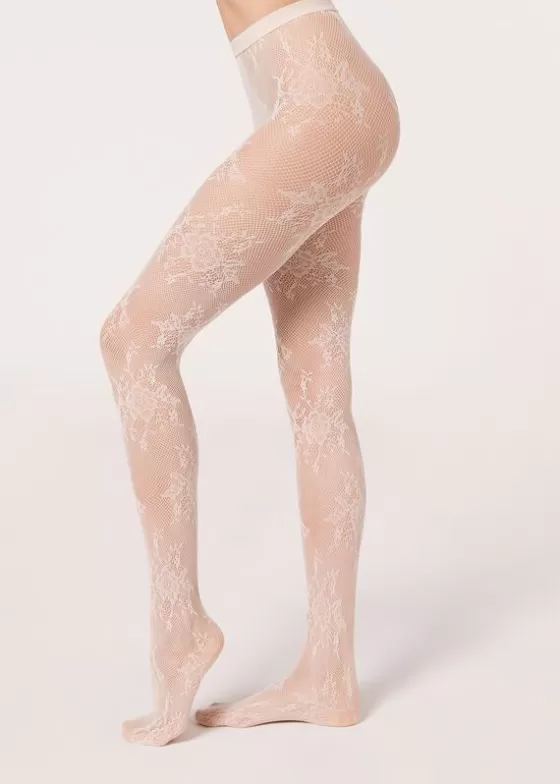 Store Floral Lace Fishnet Tights Patterned Tights