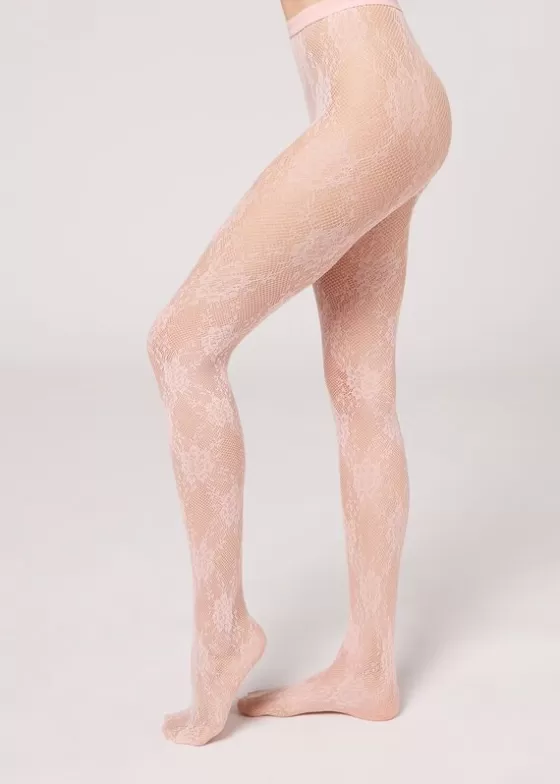 Sale Floral Pattern Fishnet Tights Patterned Tights