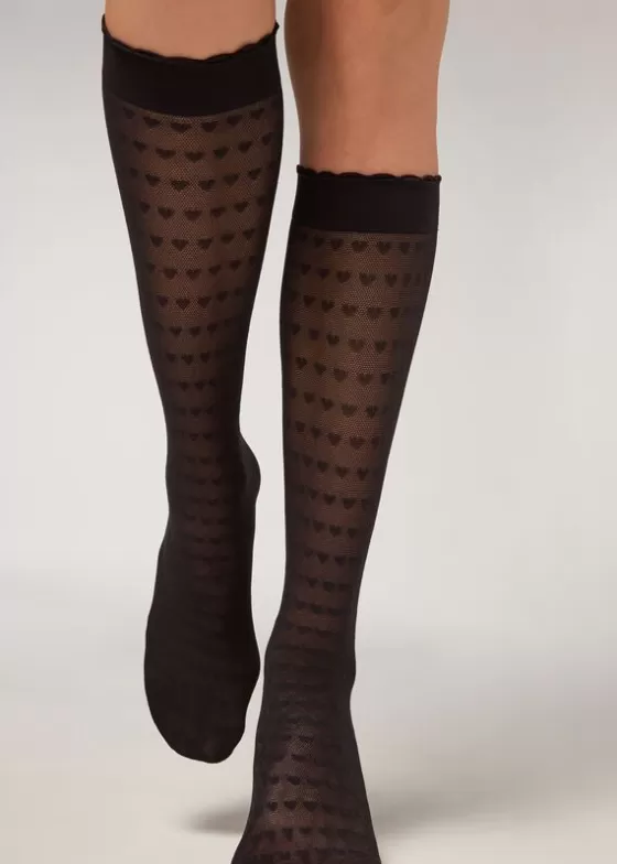 Best Sale Heart Motif Mesh Knee-Highs Socks Long Socks