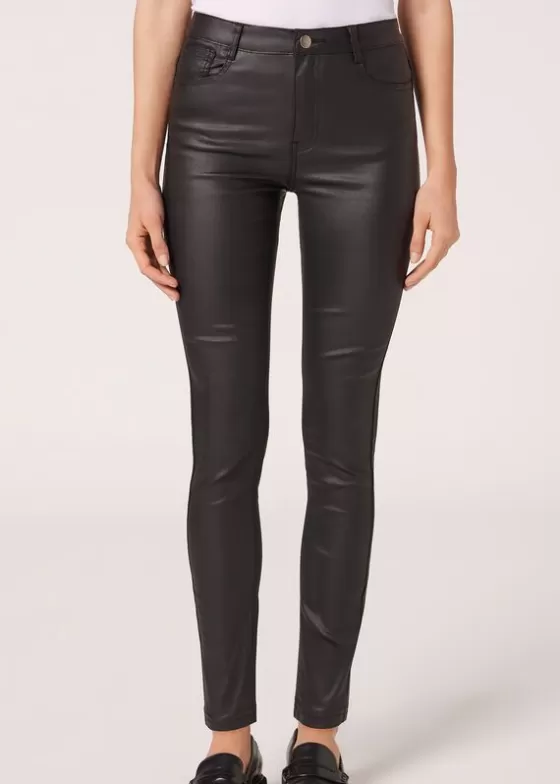 Clearance Leather Effect Skinny Leggings Leggings