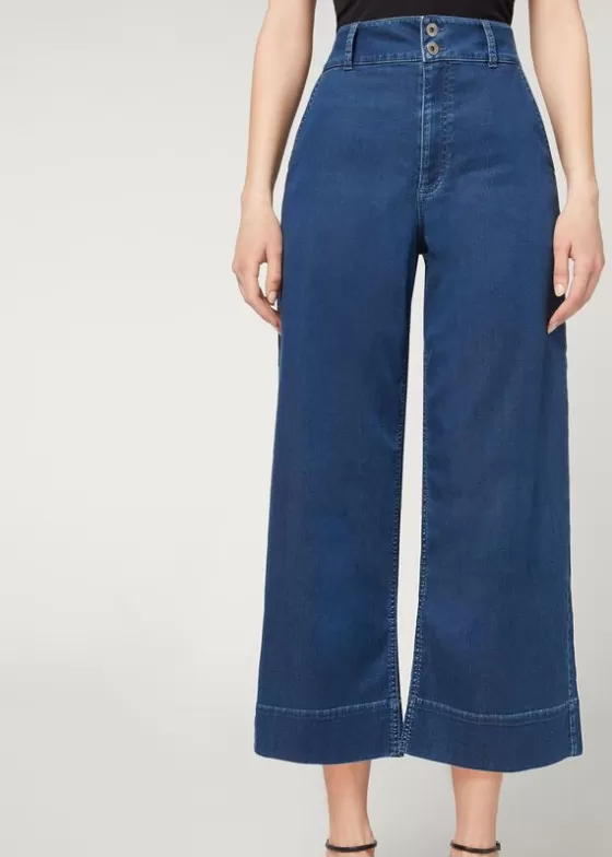 Discount Light Denim Culottes Jeans