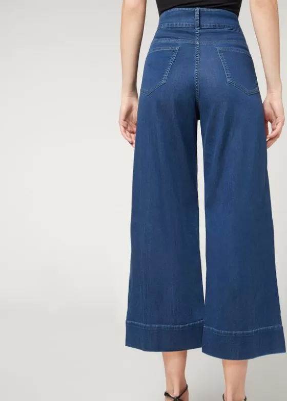 Discount Light Denim Culottes Jeans