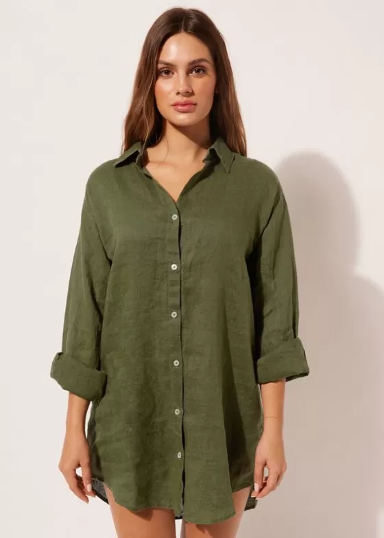 Sale Linen Shirt Dress Beachwear