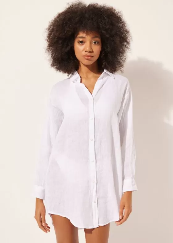 Cheap Linen Shirt Dress Beachwear