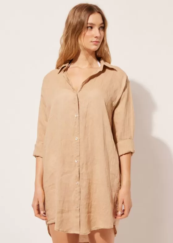 Shop Linen Shirt Dress Beachwear