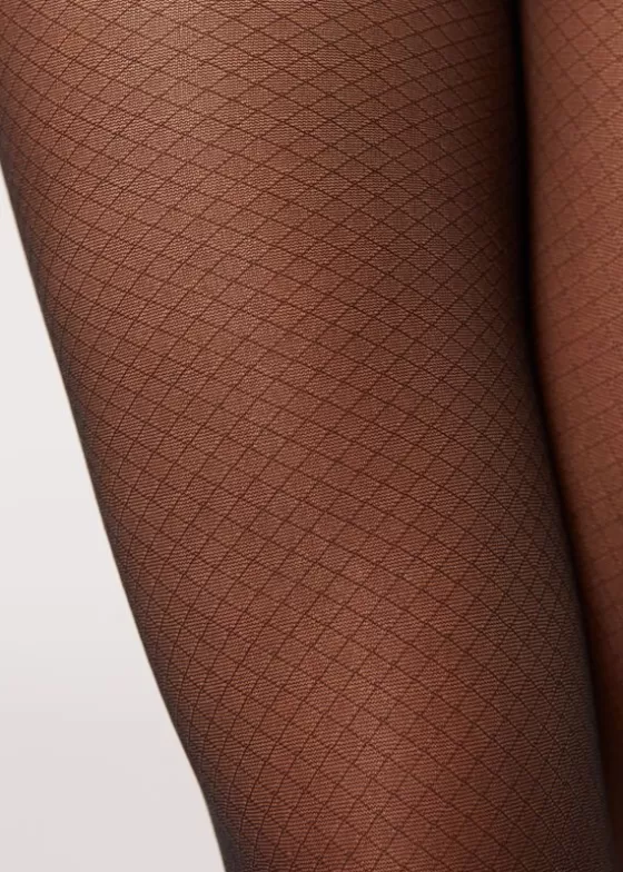 Online Micro Diamond Pattern 30 Denier Sheer Tights Patterned Tights