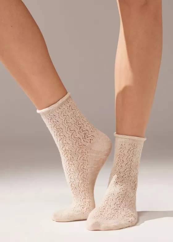 Discount Openwork Short Socks With Linen Short Socks