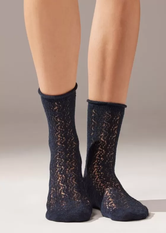 Store Openwork Short Socks With Linen Short Socks