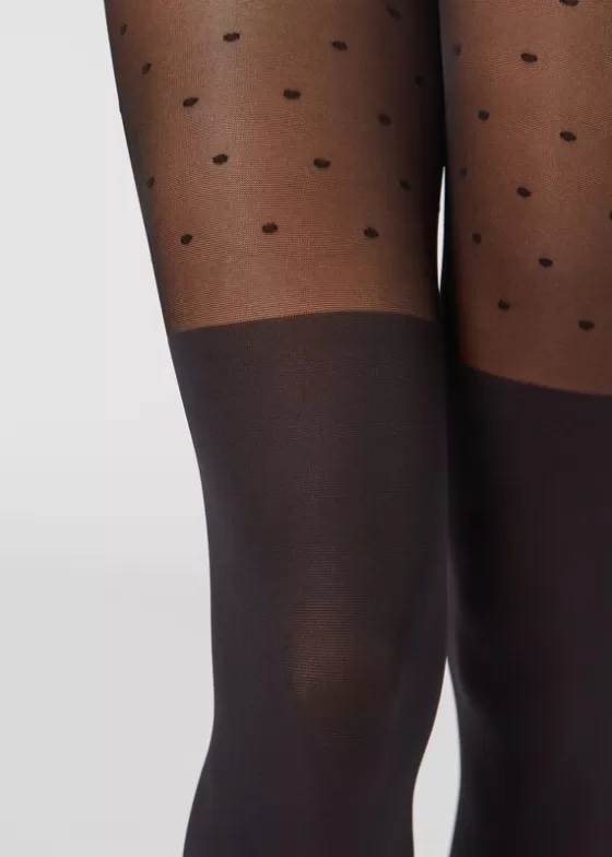 Hot Polka Dot Pattern Over-Knee Effect Tights Patterned Tights