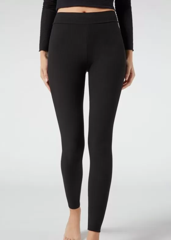 Outlet Ribbed Leggings With Cashmere Leggings