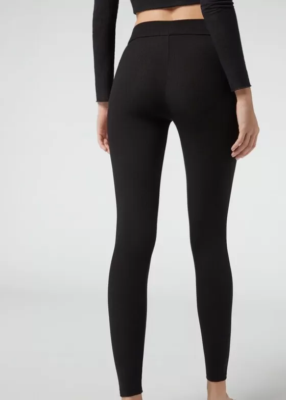 Outlet Ribbed Leggings With Cashmere Leggings