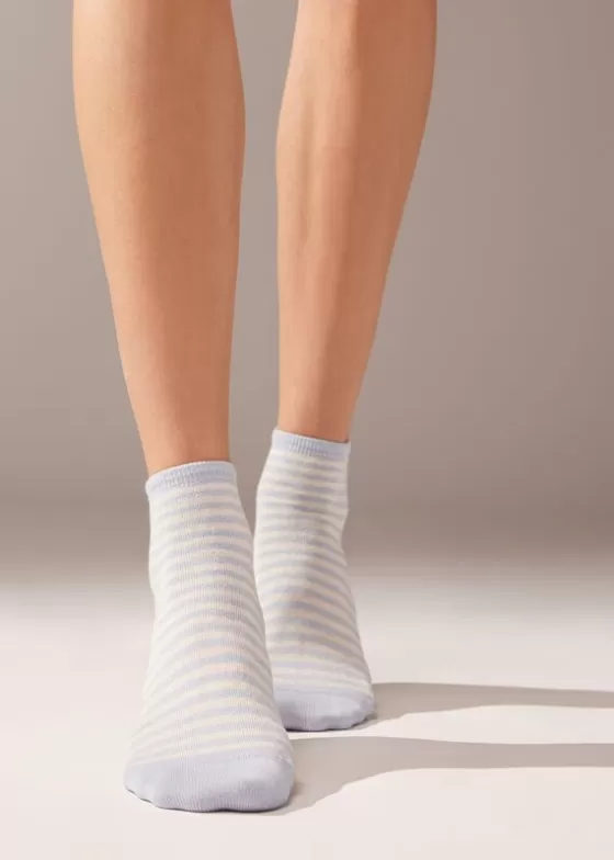 Online Striped Linen Short Socks Short Socks