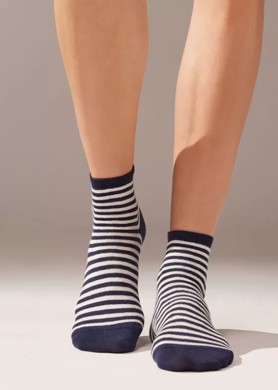 Sale Striped Linen Short Socks Short Socks