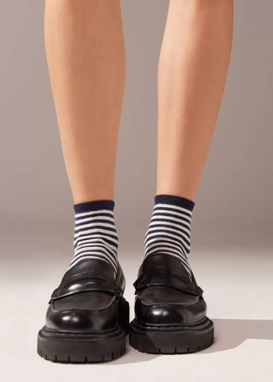 Sale Striped Linen Short Socks Short Socks