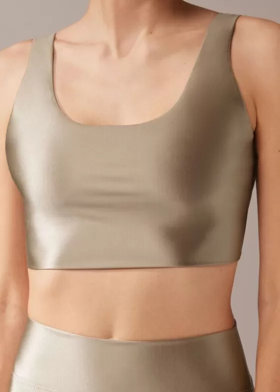 Cheap Super Shine Satin Top Fitness Top