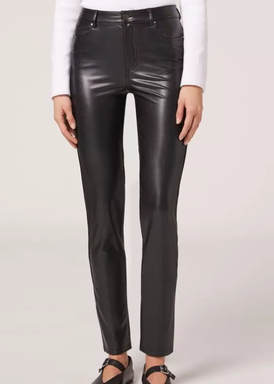 Fashion Thermal Leather-Look Leggings Leggings